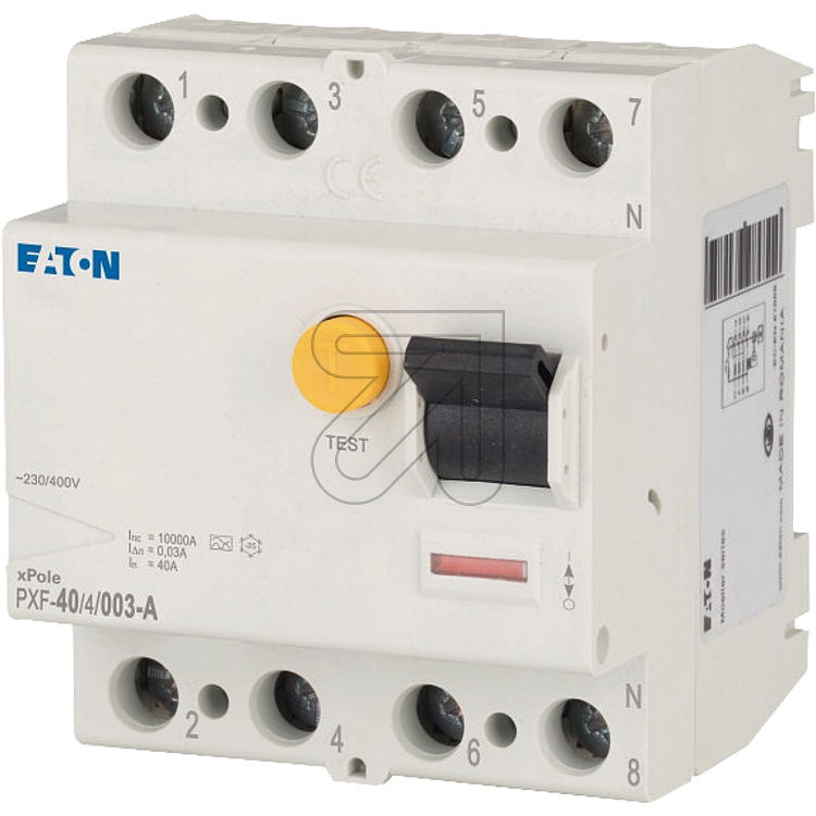 EATONResidual current circuit breaker PXF-40/4/003-A 40A, 4p, 30mA, type A, 236776Article-No: 180480