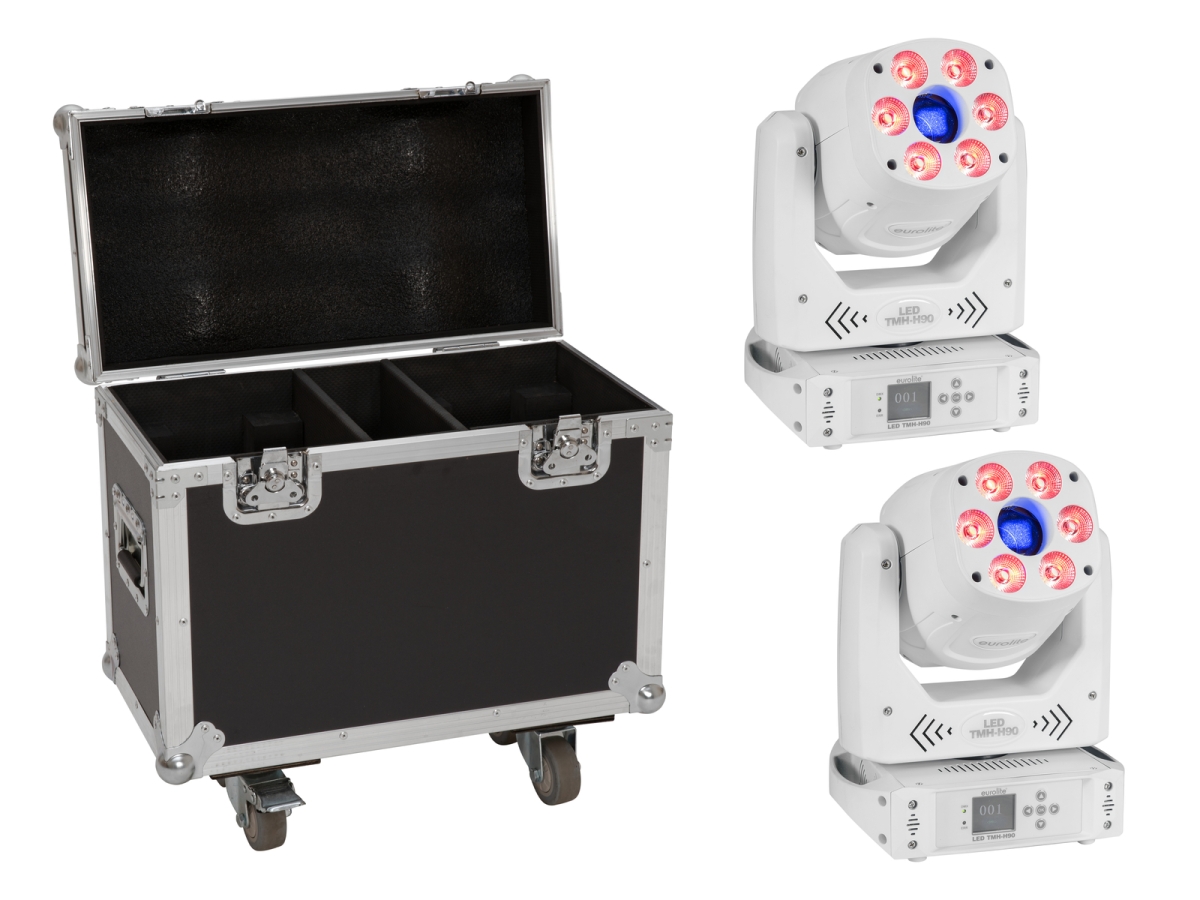 EUROLITESet 2x LED TMH-H90 Hybrid Moving-Head Spot/Wash COB ws + Case