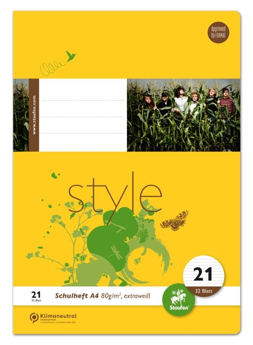 StaufenDouble exercise book A4 32 sheets Lin 21 lined style-Price for 10 pcs.Article-No: 9002244552377