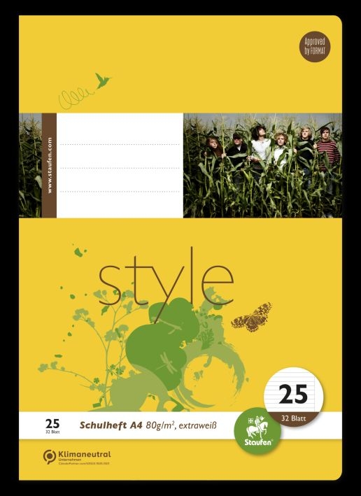 StaufenDouble exercise book A4 32 sheets Lin 25 lined with margin-Price for 10 pcs.Article-No: 9002244552575
