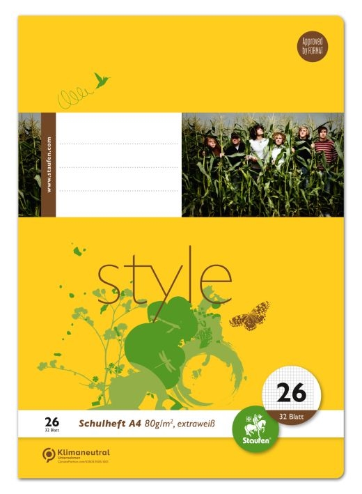 StaufenDouble exercise book A4 32 sheets Lin 26 squared with margin-Price for 10 pcs.Article-No: 9002244552674