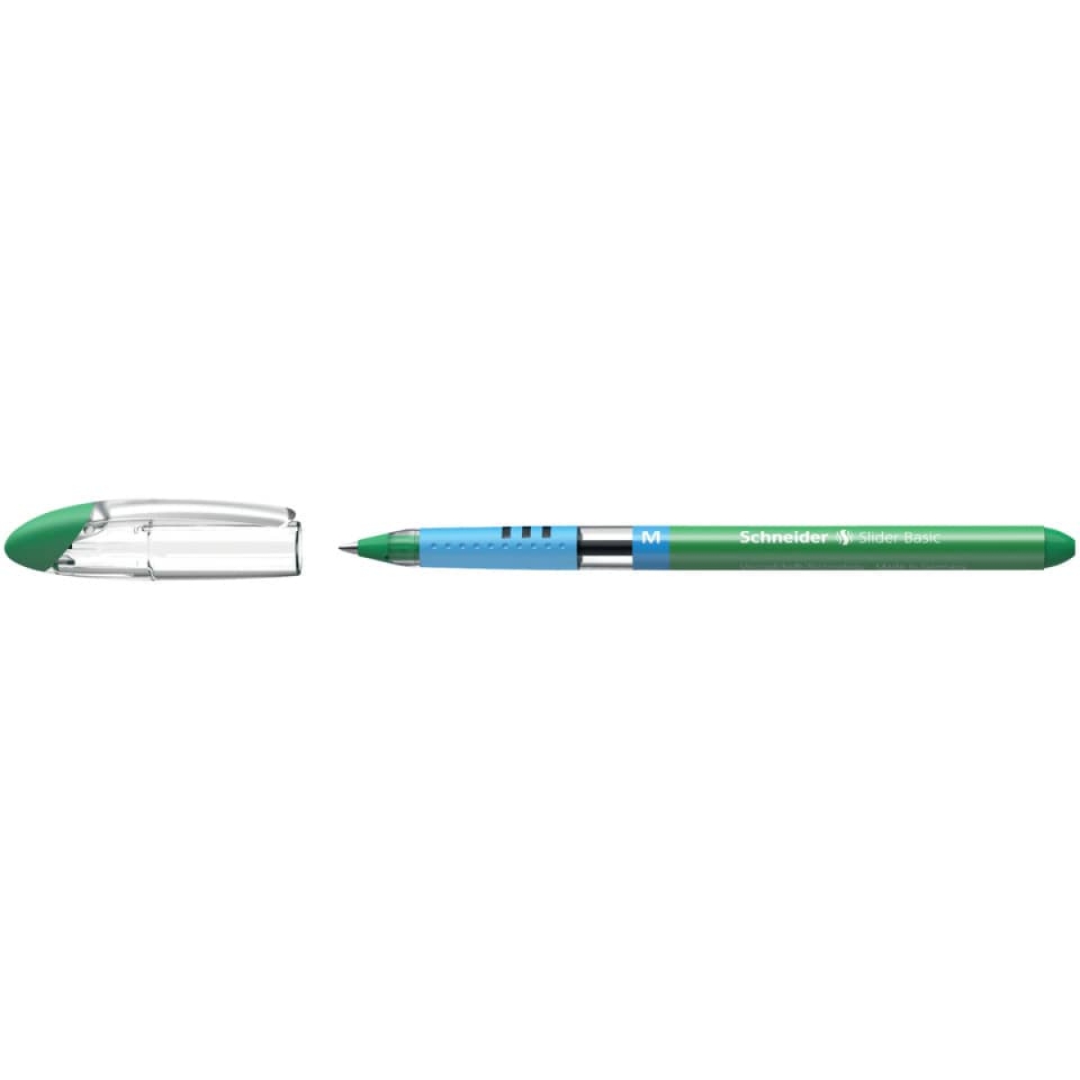 SCHNEIDERBallpoint pen Slider Basic, cap model, M, green, barrel color: transparent SN151104Article-No: 4004675043979