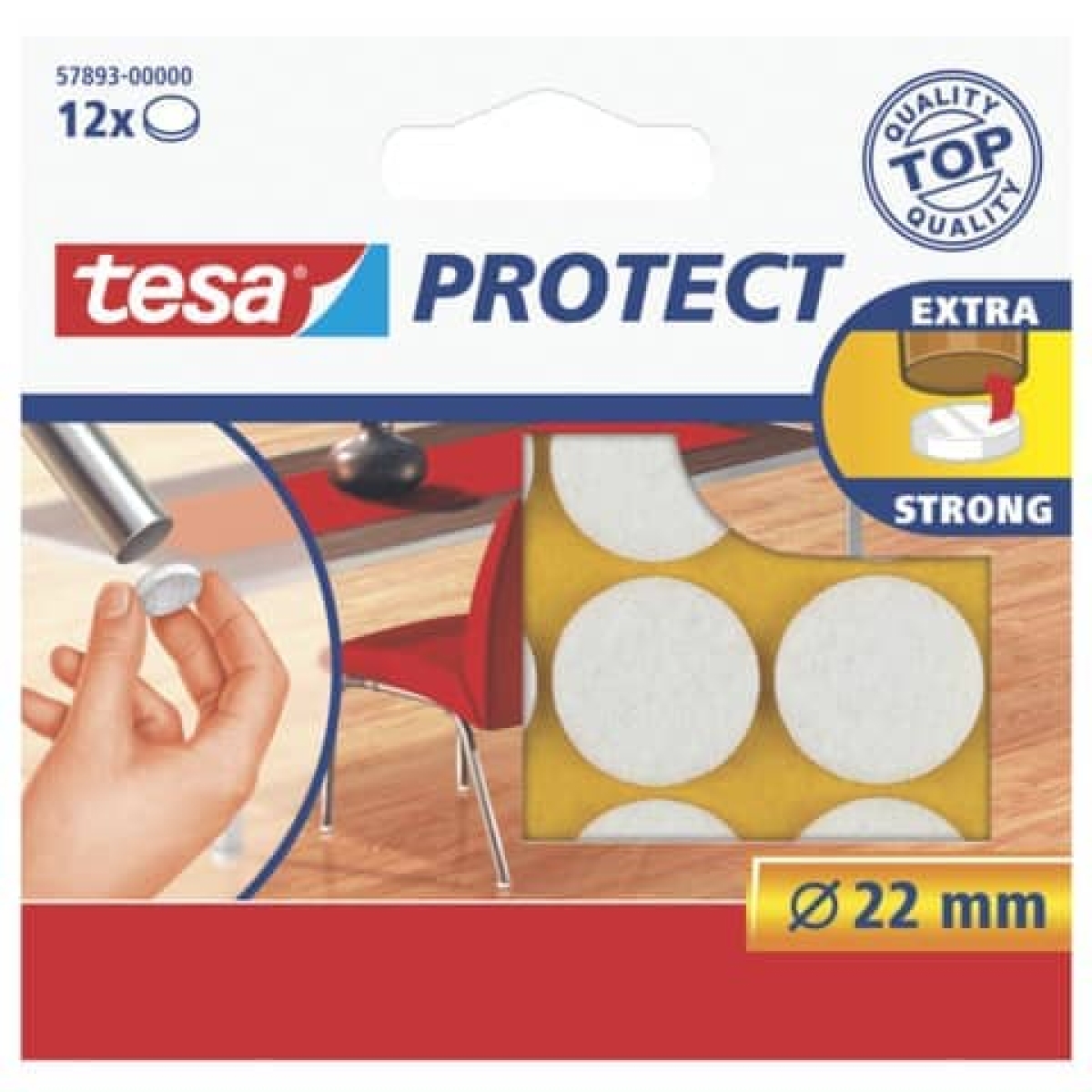 TESAFelt gliders Protect® round, 22 x 22 mm, white, 12 pieces 57893-00000-00Article-No: 4042448885012