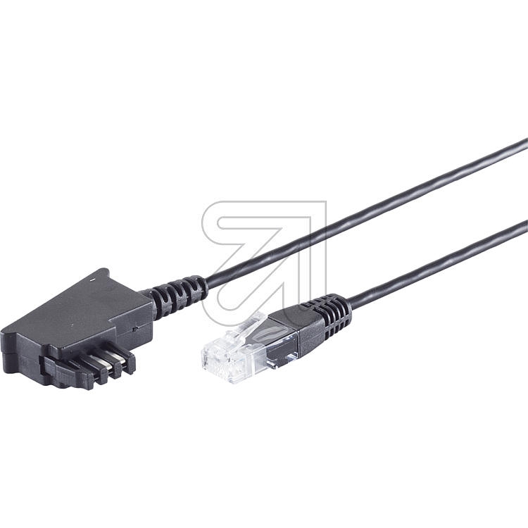 S-ConnDSL VDSL Routerkabel, schwarz, 1,5m, 12-09155 TAE-F Stecker auf RJ45 Stecker