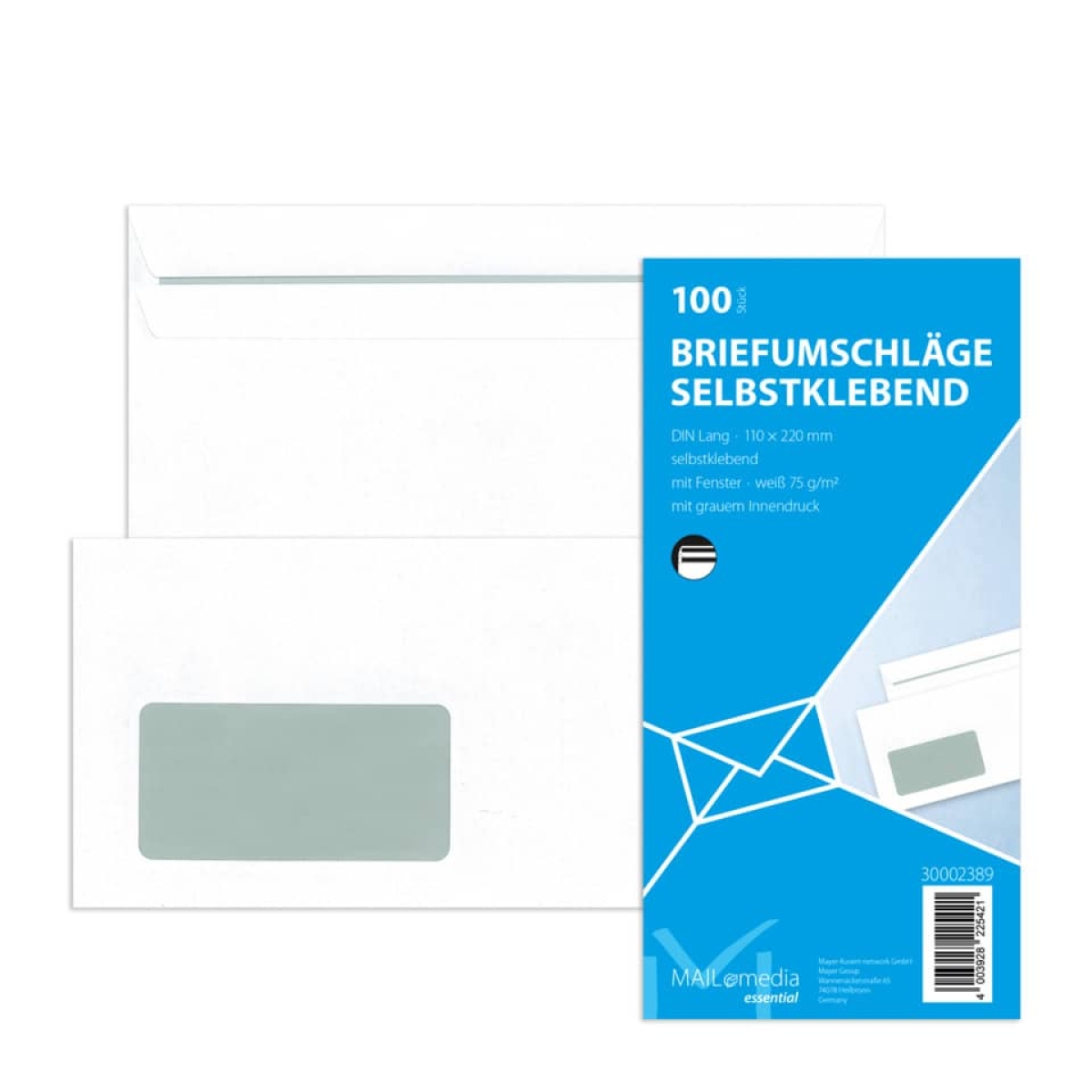 MAILMEDIAEnvelope DIN long with window, self-adhesive, 72g/m², white, 100 pieces 30002389Article-No: 4003928225421