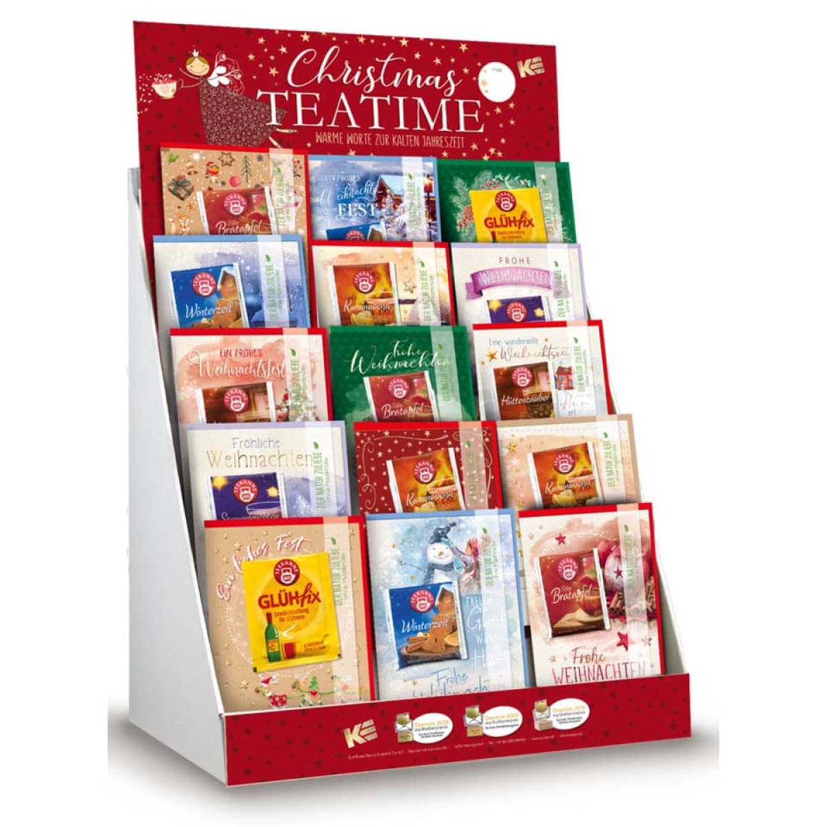 Double text Christmas cards Tea Time, box of 45, assorted 99-2289 K-1040-Price for 45 pcs.Article-No: 9004546532408