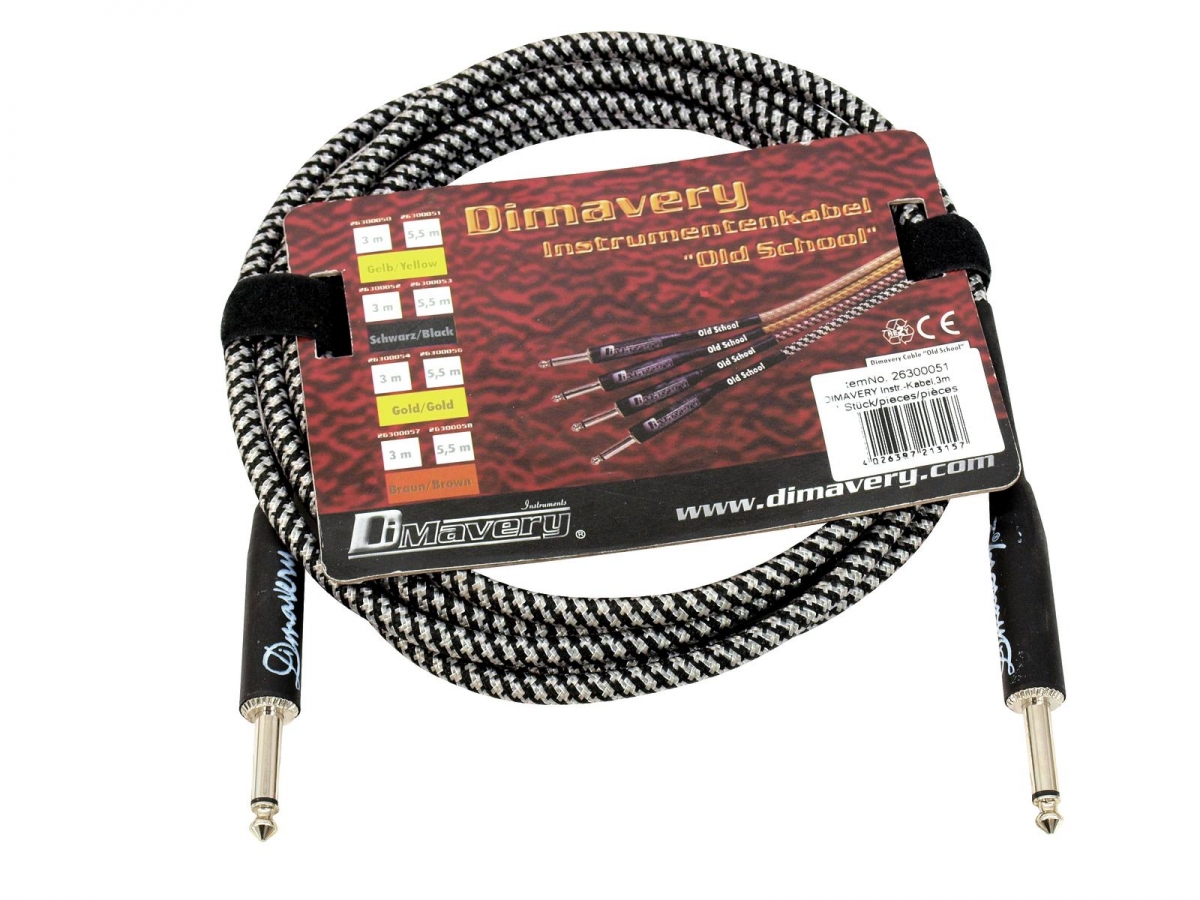 DIMAVERYInstrumenten-Kabel, 3m, sw/silArtikel-Nr: 26300051