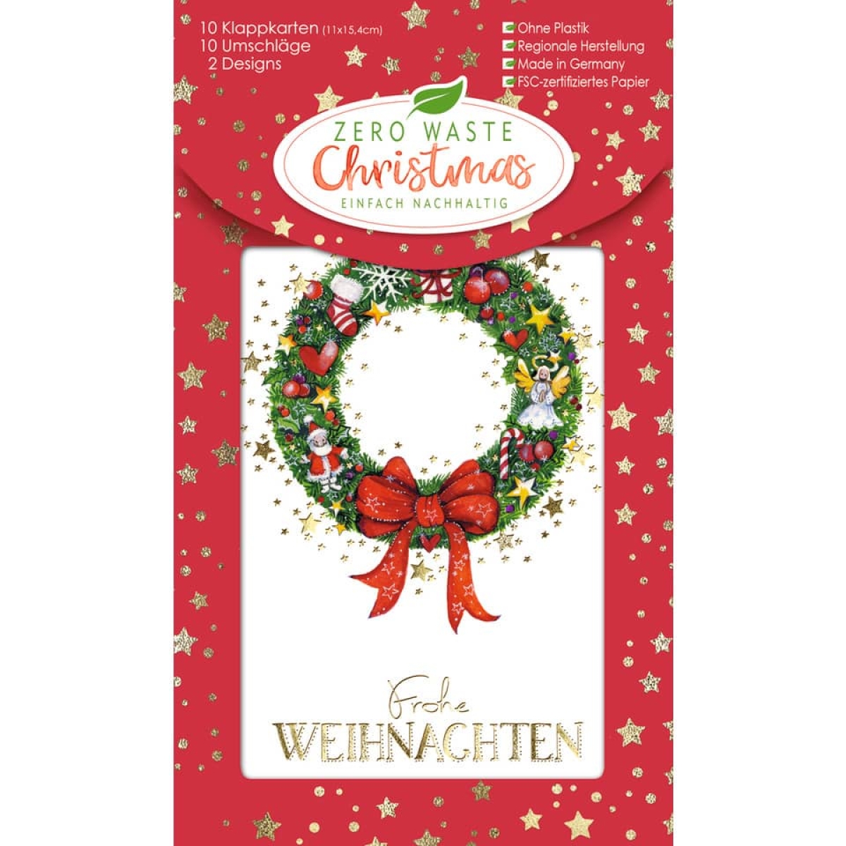 Double text Christmas card, 10 pieces, assorted 22-5783-Price for 10 pcs.Article-No: 4016723207837