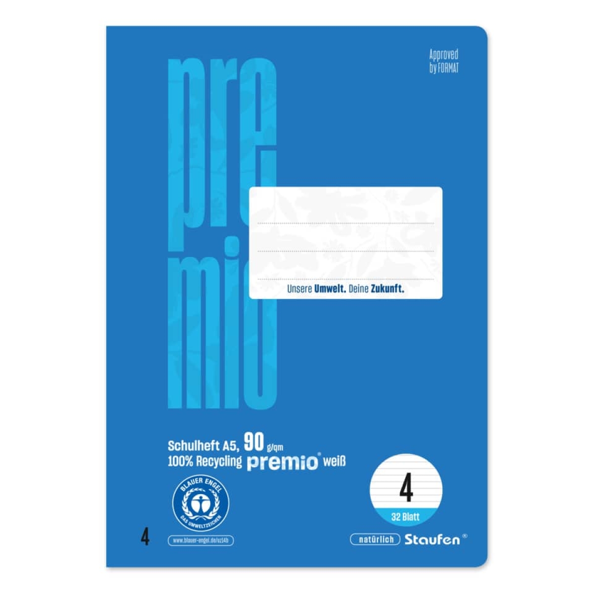 PREMIOBooklet, A5, 90g/m², 32 sheets, Lin.4, lined 040781004Article-No: 9001939837409