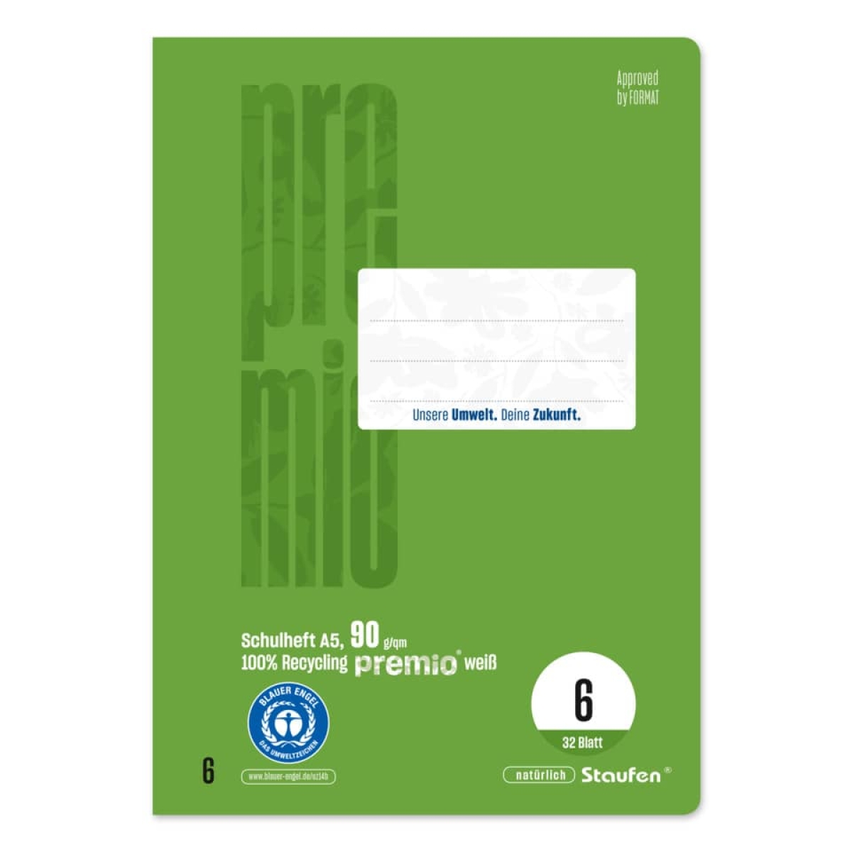 PREMIOBooklet, A5, 90g/m², 32 sheets, Lin.6, blank 040781006Article-No: 9001939837478