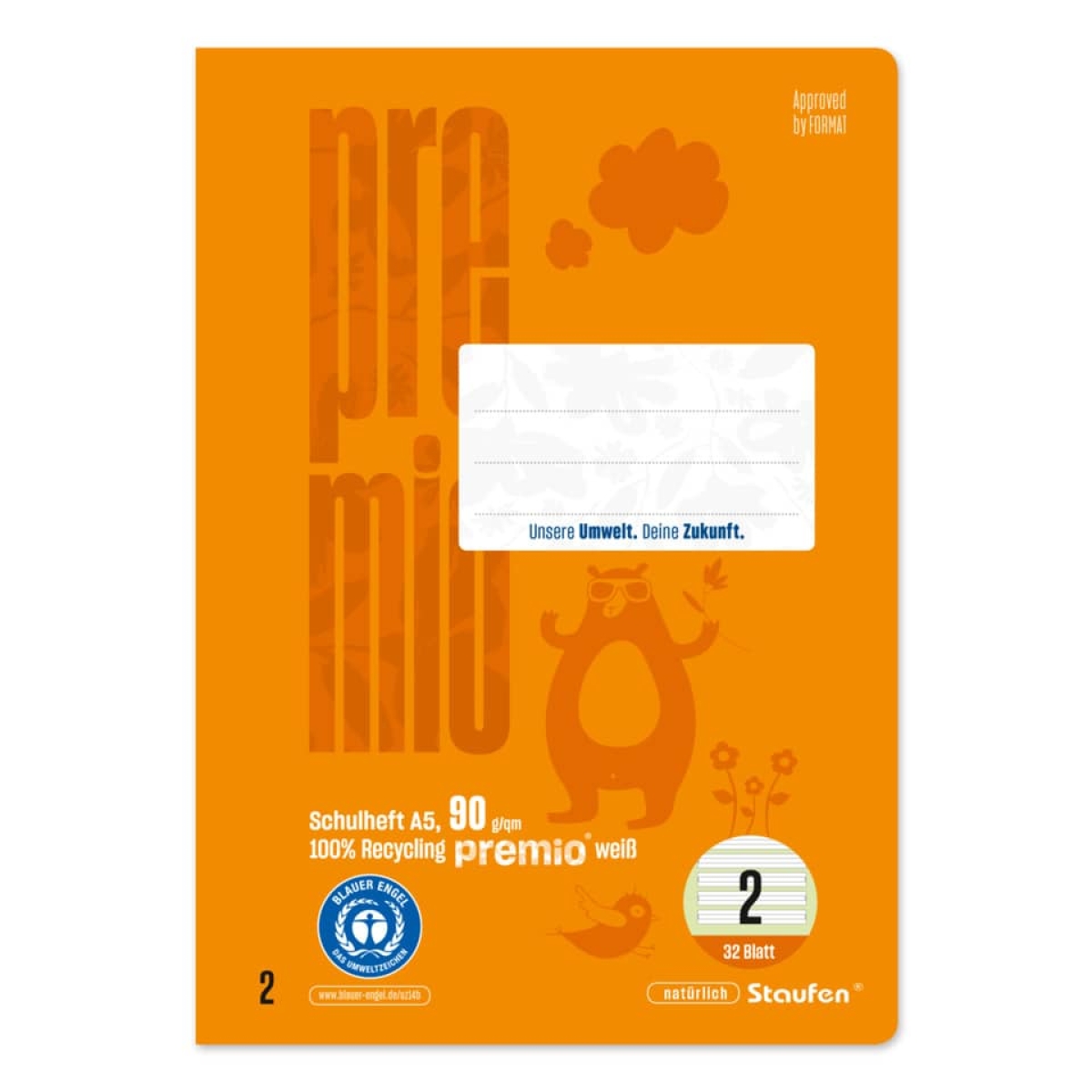 PREMIOBooklet, A5, 90g/m², 32 sheets, Lin.2, lined 040781002Article-No: 9001939837379