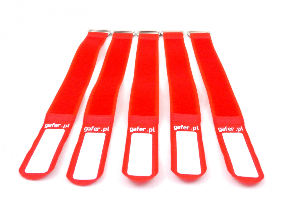 GAFER.PLTie Straps 25x400mm 5 pieces red-Price for 5 pcs.