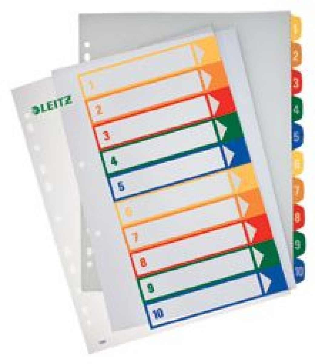 LeitzRegister Plastic Numbers 1-10 2X5Coloured 1293-00-00Article-No: 4002432358465