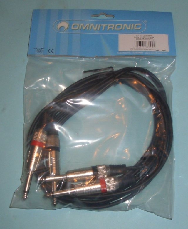 OMNITRONICKK-30 Klinken Doppel Kabel 2x 6,3 Klinke 3 Meter schwarz Rot/schwarz 30210022