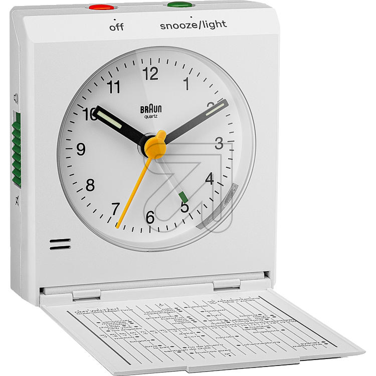 BraunQuartz travel alarm clock BRAUN 67705 white BC05WArticle-No: 326850