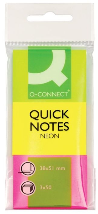 Q-ConnectSticky notepad 38x51mm Q-Connect neon 3x50BLArticle-No: 5705831012240