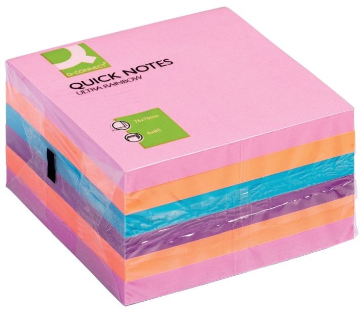 Q-ConnectSticky notepad Rainbow Q-Connect 6 pieces-Price for 6 pcs.Article-No: 5706002025151