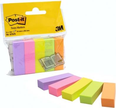 3MAdhesive strips Post-it India 15x50mm gn/ge/pi/vi/or 5xArticle-No: 3134375317160