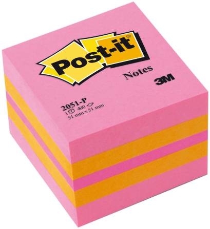 3MHaftnotiz Post-it Würfel 51x51mm Pink 3-Farben 400Artikel-Nr: 4001895853821
