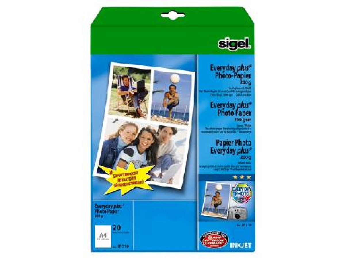 SigelPhoto-Paper-Ink-Jet A4 200g 20 sheets bright white-Price for 20 SheetArticle-No: 4004360998874