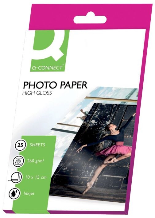 Q-ConnectPhoto paper Inkjet 10x15 25BL Q-Connect KF01906-Price for 25SheetArticle-No: 5705831019065