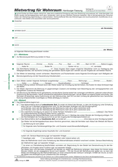 RNKMietvertrag für Wohnraum Hamburger Fassung 10er Pack-Preis für 10 StückArtikel-Nr: 4002871052603