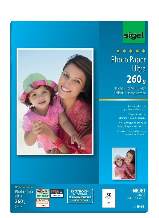 SigelFotopapier A4 Inkjet 50Blatt 260g glossy-Preis für 50 BlattArtikel-Nr: 4004360994883