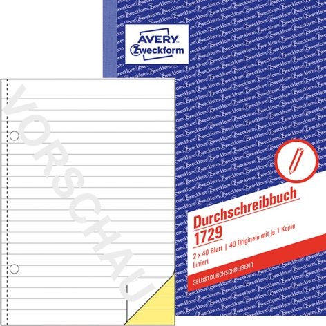 ZweckformCarbon copy book Sd A5 2X40 sheets lined 1729Article-No: 4004182017296