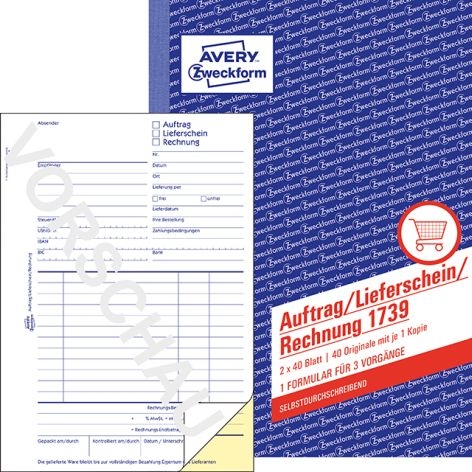 ZweckformOrder delivery note invoice Sd A5 2X40 sheetsArticle-No: 4004182017395