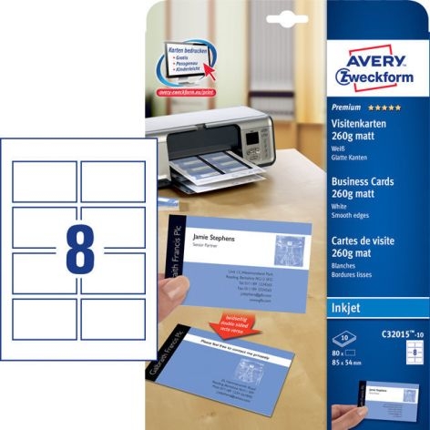 ZweckformBusiness cards A4 Inkjet 220G 80pcs Matt C32015-1Article-No: 4004182242766