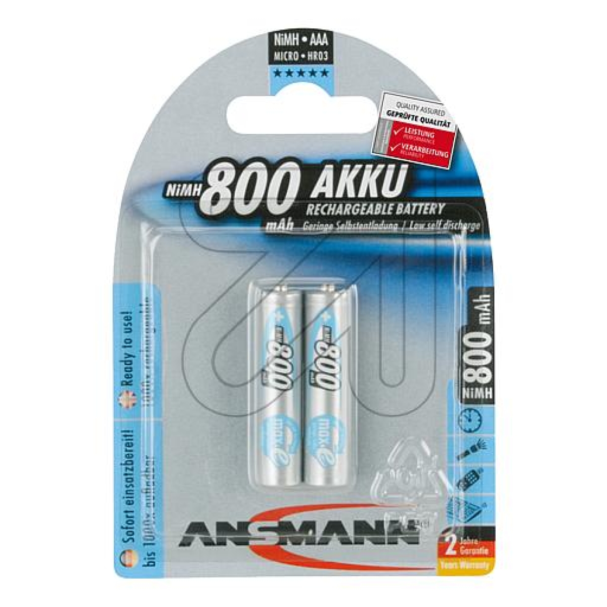 AnsmannmaxE Micro 800 mAh 5030982-Price for 2 pcs.Article-No: 375010