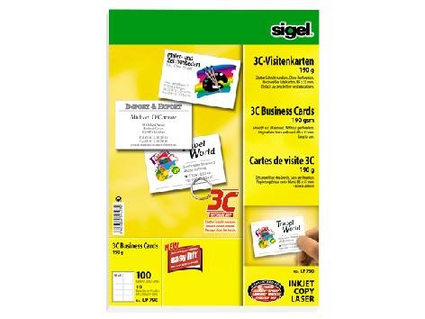 Sigel3C business cards white 190g 100 pieces Lp790 Sigel-Price for 100 pcs.Article-No: 4004360994975