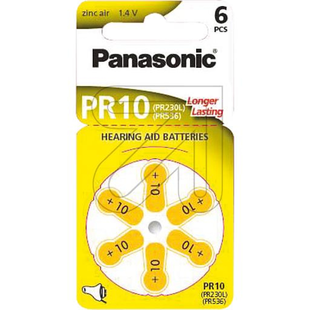 Panasonic6-er Box Hörgeräte-Batterie A-PRO230 1 Stück = 1 Packung