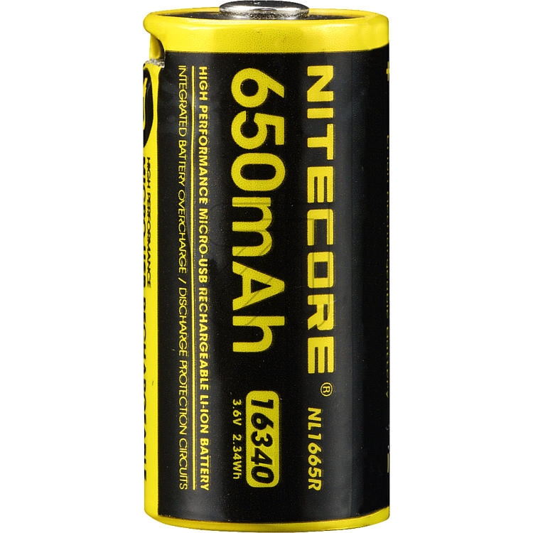 NitecoreLi-ion battery 16340 NL1665R USBArticle-No: 376895