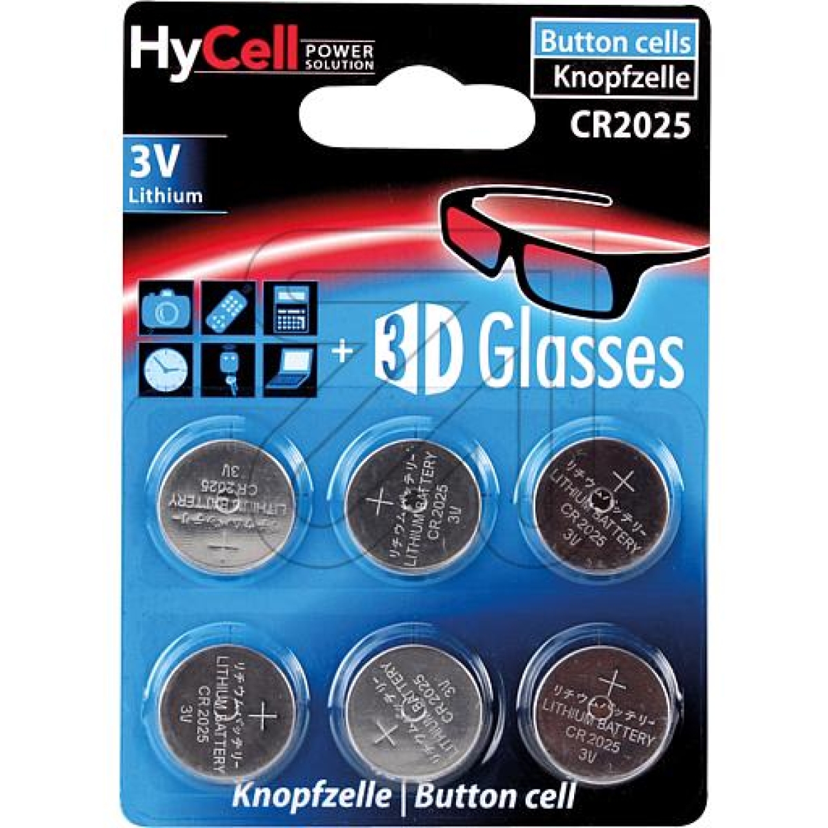 HyCellLithium-Knopfzellen CR 2025 1516-0027-Preis für 6 St.