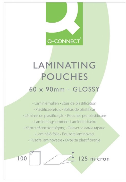 Q-ConnectLaminating pouch 60x90mm 2x125mym 100pcs-Price for 100 pcs.Article-No: 5705831012097