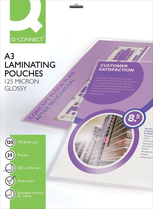 Q-ConnectLaminating pouch A3 2x125mym 25pcs-Price for 25 pcs.Article-No: 5705831041288