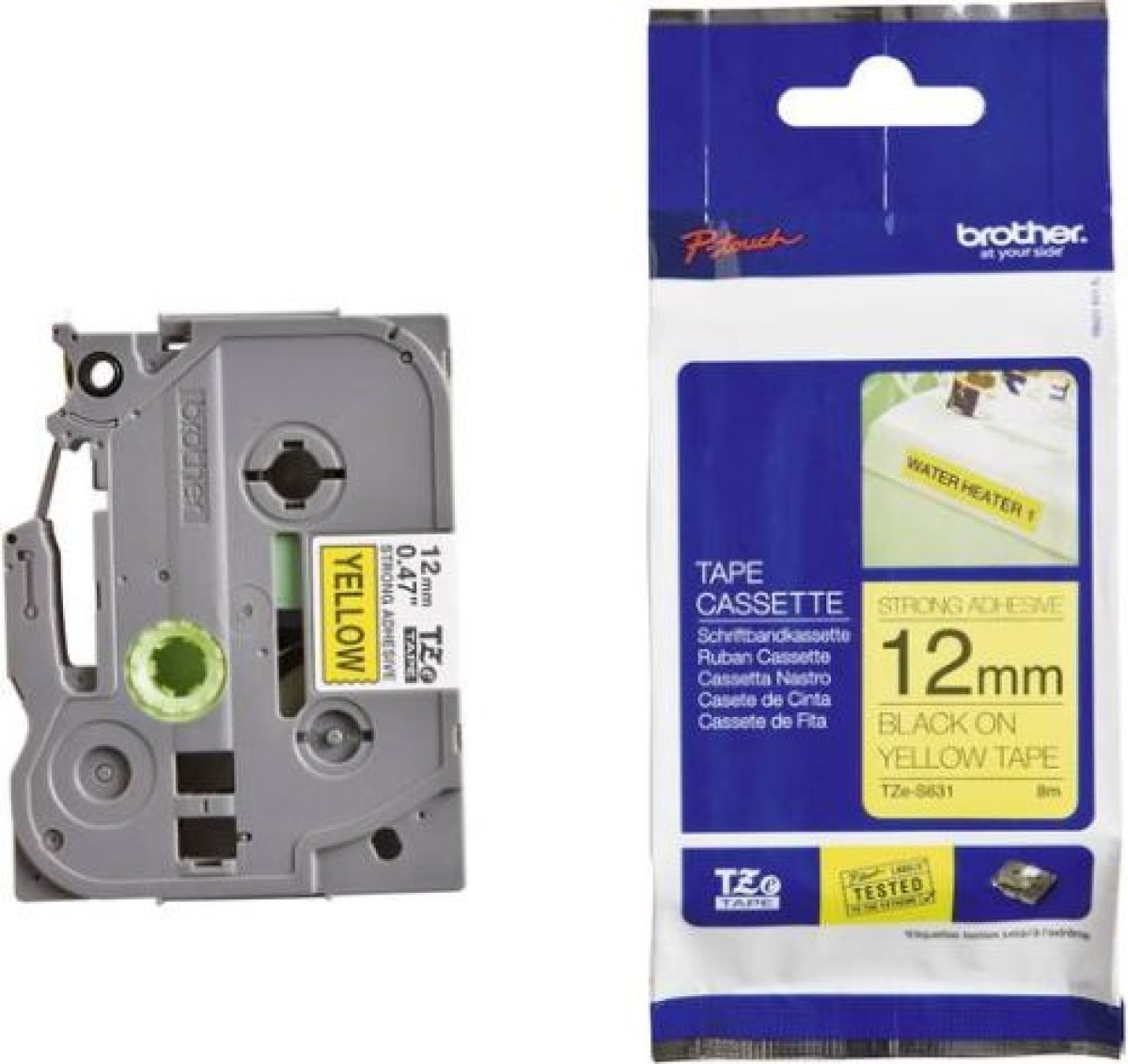 BrotherLabel tape Brother 12mm x 8m yellow/blackArticle-No: 4977766695626