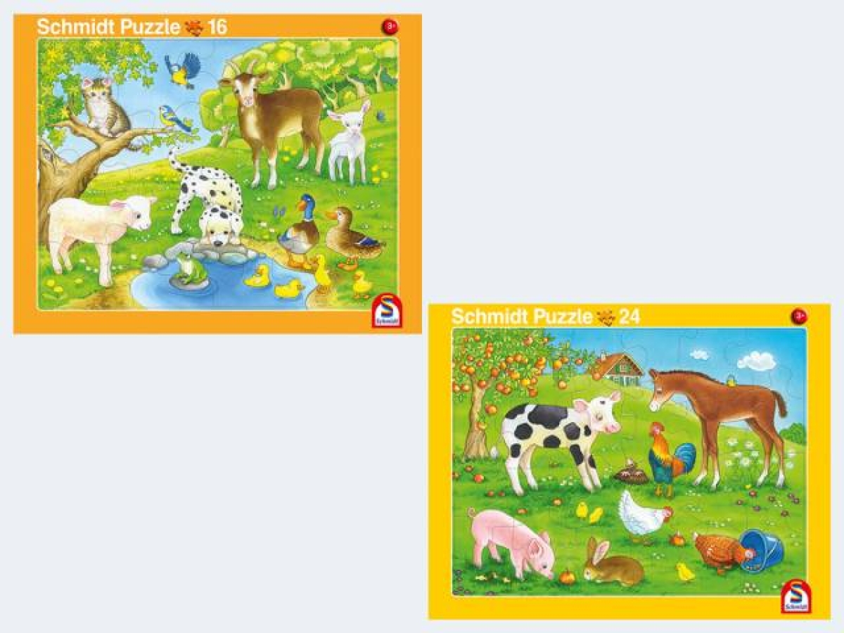 Schmidt Puzzle2 Rahmenpuzzle 16/24T Tiere/Tierkinder 56789Artikel-Nr: 4001504567897
