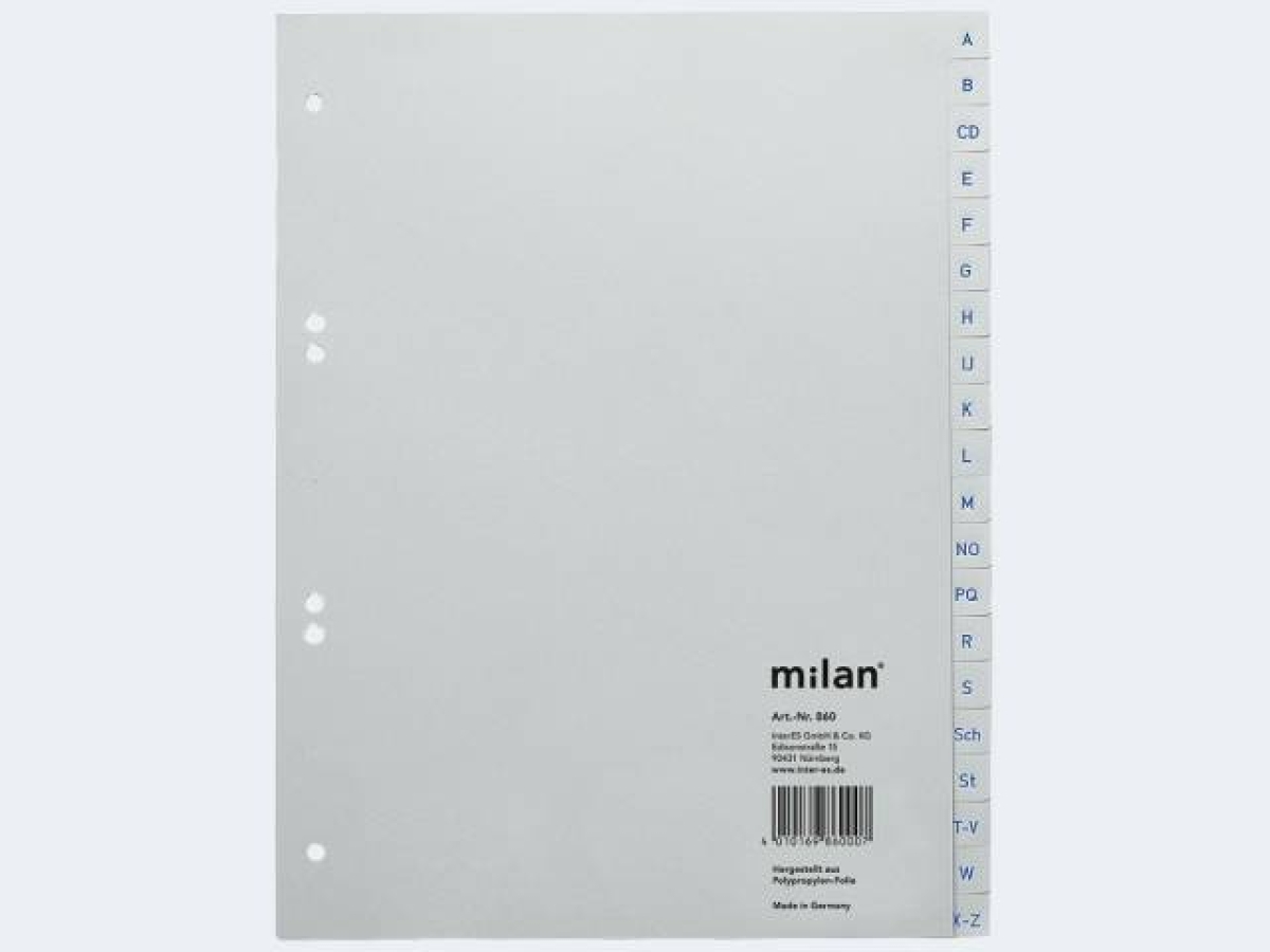 MilanRegister A4 A-Z full height plastic 18600Article-No: 4010169860007