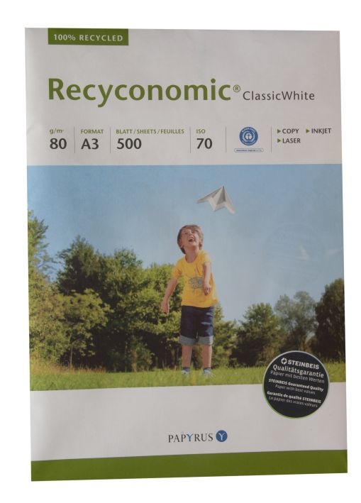 InapaCopy paper recyconomic A3 80g 500 sheets trend white-Price for 500SheetArticle-No: 4011211074298