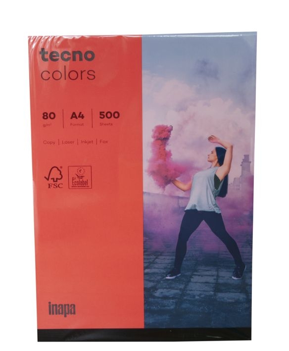 InapaCopy paper tecno colors A4 80g 500 sheets intensive red-Price for 500 SheetArticle-No: 4011211076551