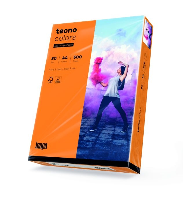 InapaCopy paper tecno colors A4 80g 100 sheets neon orange-Price for 100SheetArticle-No: 4011211076858