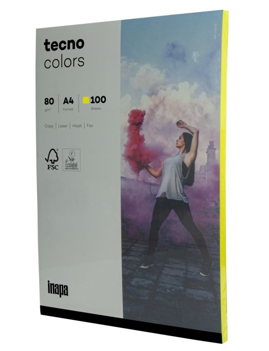 InapaCopy paper tecno colors A4 80g 100 sheets neon yellow-Price for 100SheetArticle-No: 4011211076438