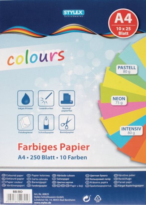 Kopierpapier A4 80g 250Blatt pastell+intensiv-Preis für 250 BlattArtikel-Nr: 4044186408256