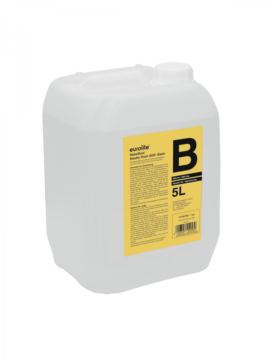 EUROLITESmoke Fluid -B2D- Basic Nebelfluid 5l-Preis für 5 LiteArtikel-Nr: 51703752