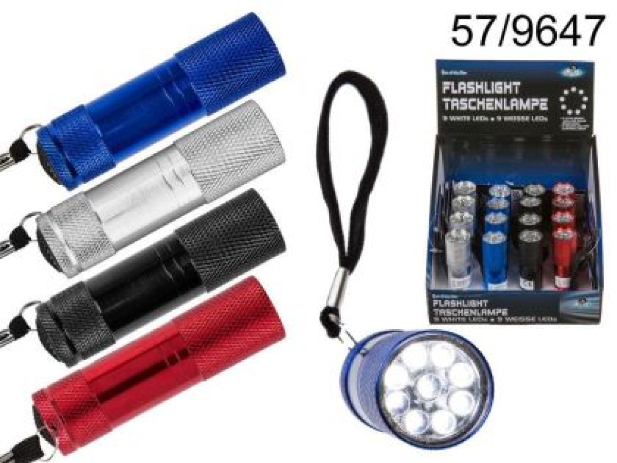 Out of the BlueFlashlight metal with 9 LED approx. 8.5cm 57-9647Article-No: 4029811361953