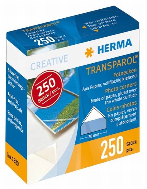 HermaPhoto corners Transparol 1380Sk, 250 ST in a dispenser-Price for 250 pcs.Article-No: 4008705013802