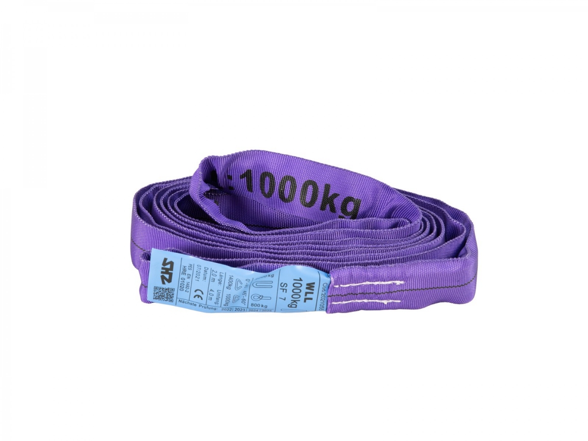 SHZRundschlinge Länge 2m/1000kg nach EN 1492-2 SF7 violett