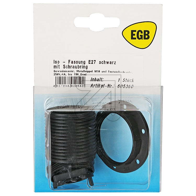EGBSB iso socket E27 black with screw ringArticle-No: 605360
